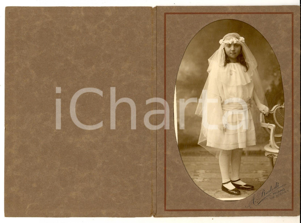 1924 MILANO Ritratto di Bianca POZZI alla Prima Comunione - Foto A. BADODI