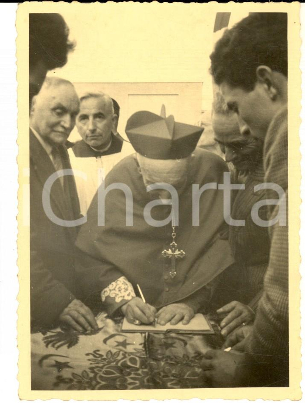 1953 BORGOLOMBARDO Card. SCHUSTER all'inaugurazione chiesa Santi Pietro e Paolo
