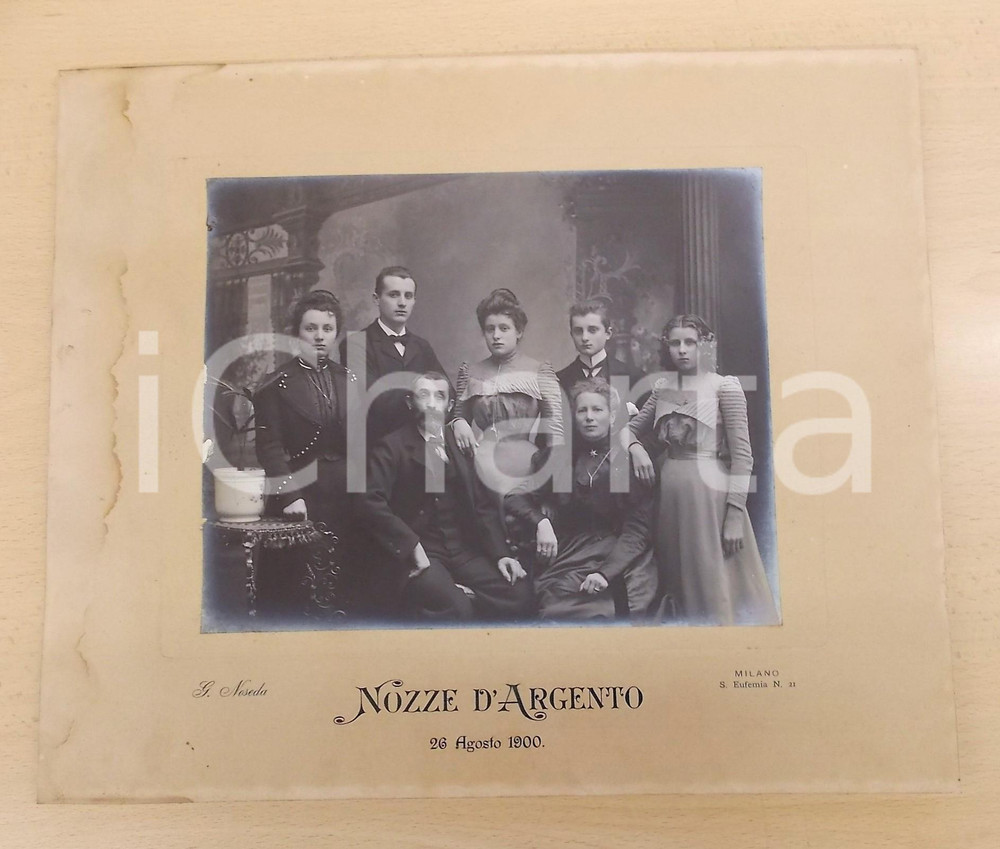 1900 MILANO Ritratto di famiglia per nozze d'argento - Foto G. NOSEDA 36x30 cm