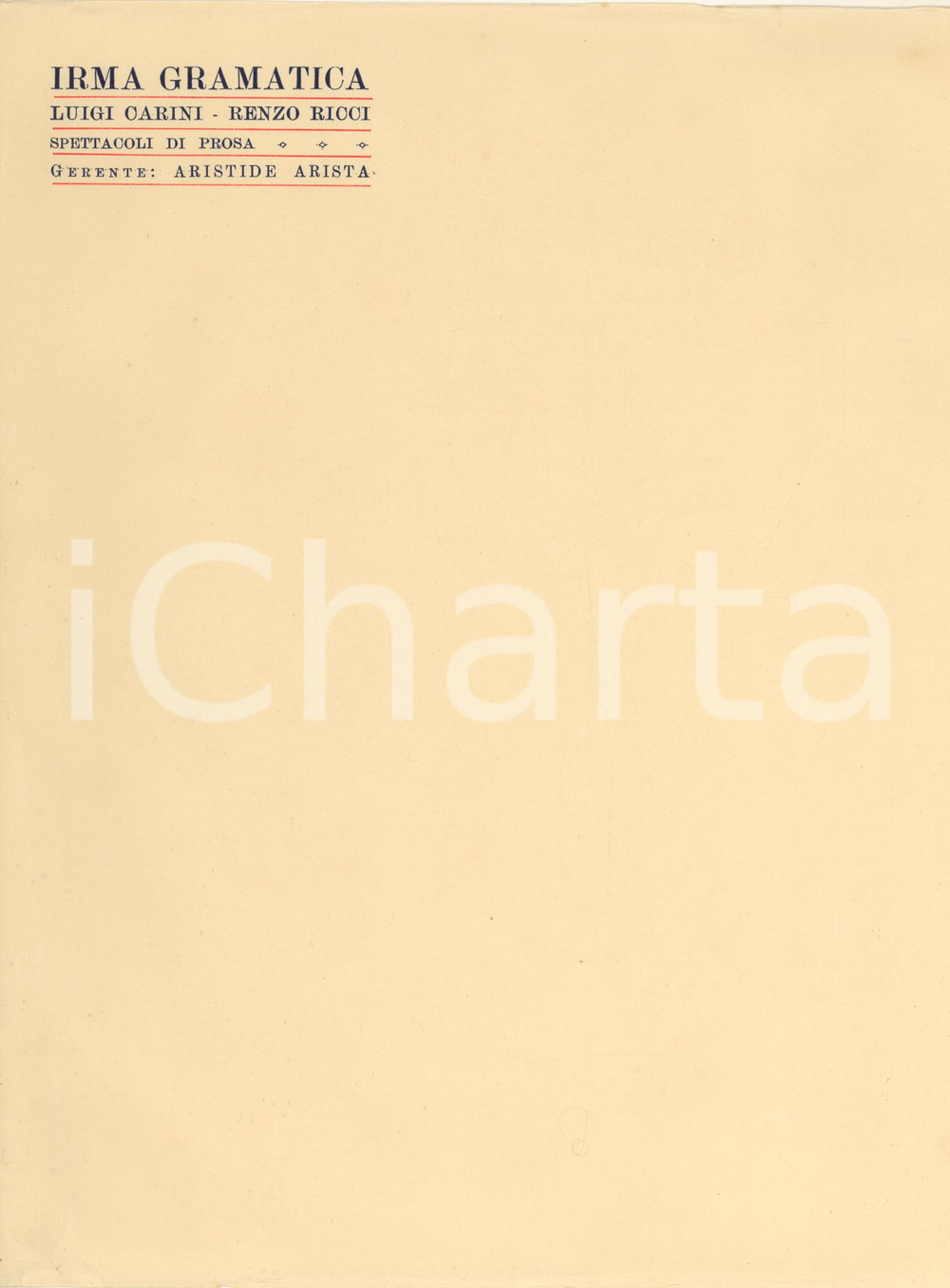 Manoscritto, lettera originale 1930 ca TEATRO Compagnia GRAMATICACARINIRICCI Carta intestata 2 1