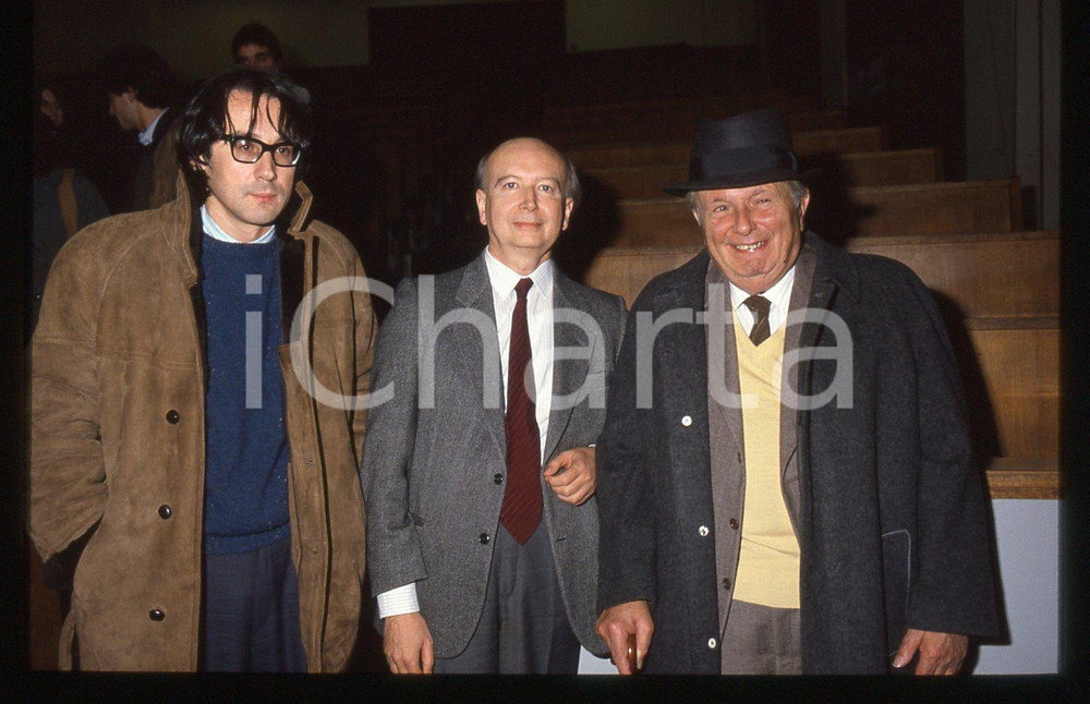 35mm vintage slide* 1985 ca MILANO Giulio GIORELLO Ludovico GEYMONAT Ritratto 5