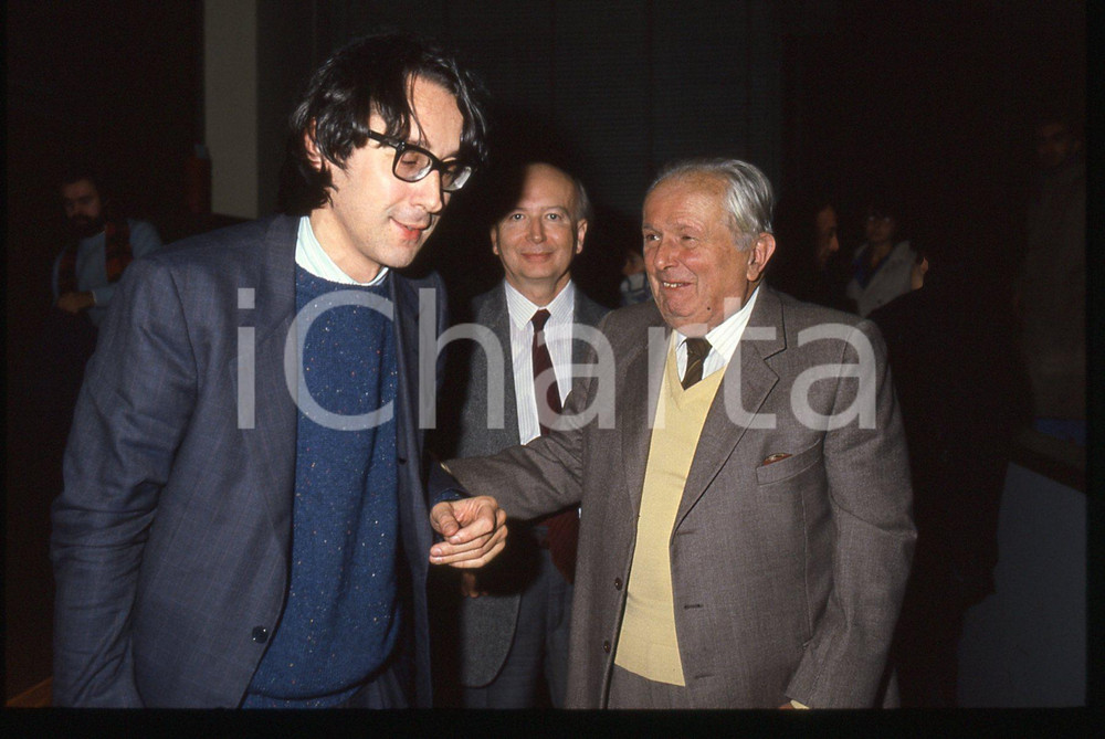 35mm vintage slide* 1985 ca MILANO Giulio GIORELLO Ludovico GEYMONAT Ritratto 6