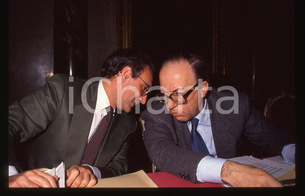 35mm vintage slide* 1990 MILANO (?) Giovanni VALENTINI Fedele CONFALONIERI (2)
