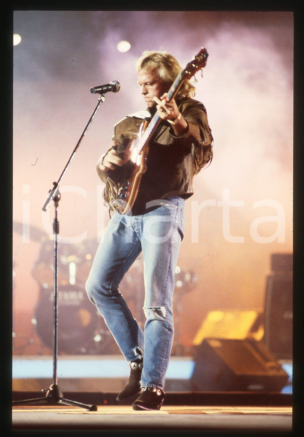 35mm vintage slide* 1990 ca ITALIA Mark KING Ritratto del cantante LEVEL 42 (1)