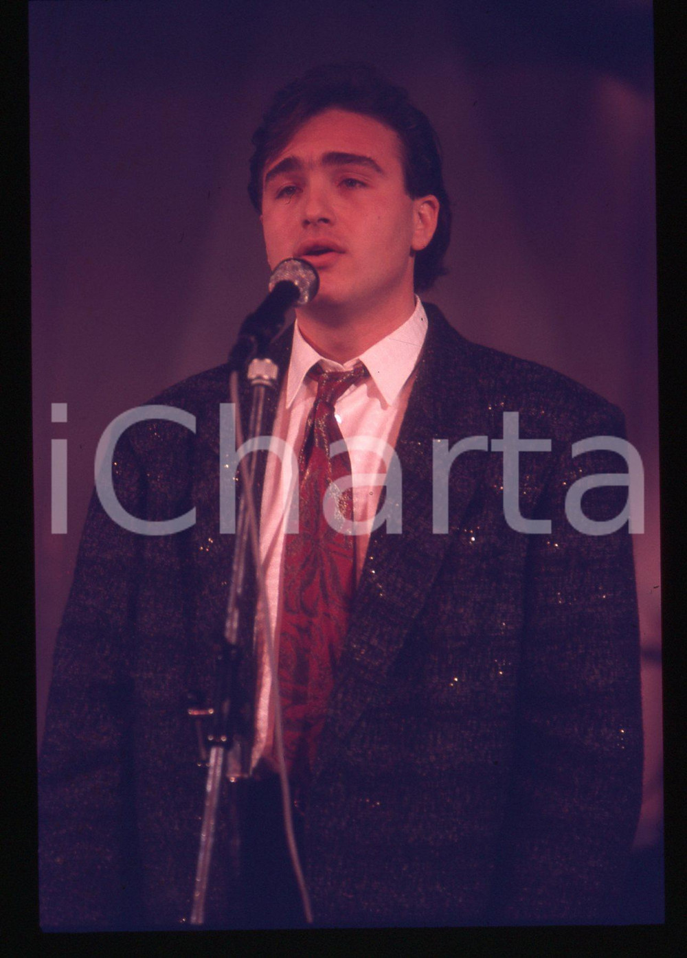 35mm vintage slide* 1990 ca ITALIA MUSICA Antonio DECIMO Il cantante sul palco