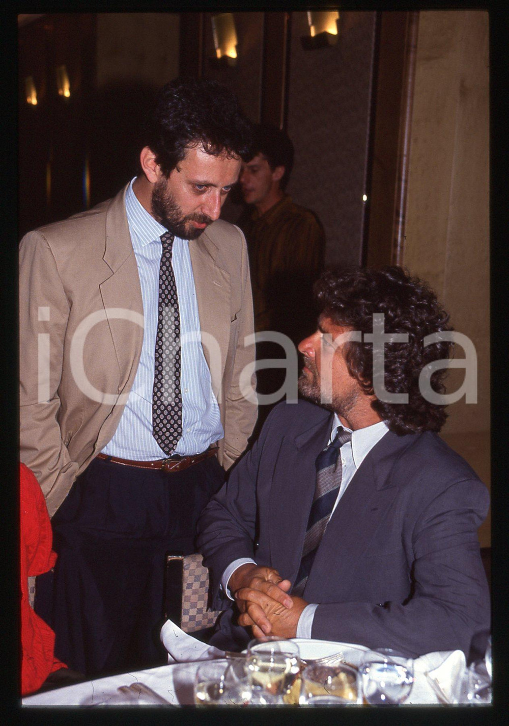 35mm vintage slide* 1985 ca COSTUME Beppe GRILLO con Michele SERRA