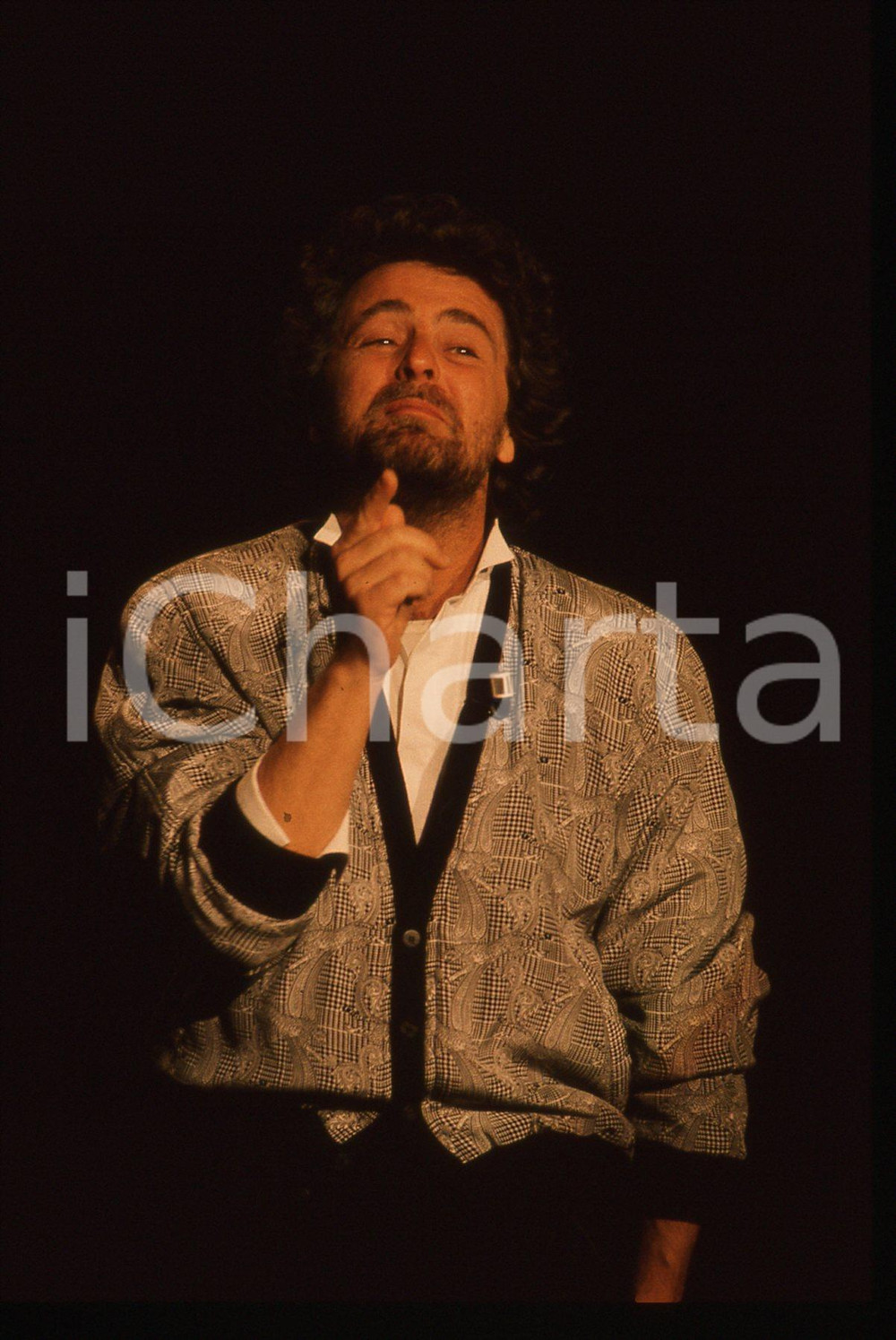 35mm vintage slide* 1988 FESTIVAL DI SANREMO Beppe GRILLO in scena RAI UNO (6)