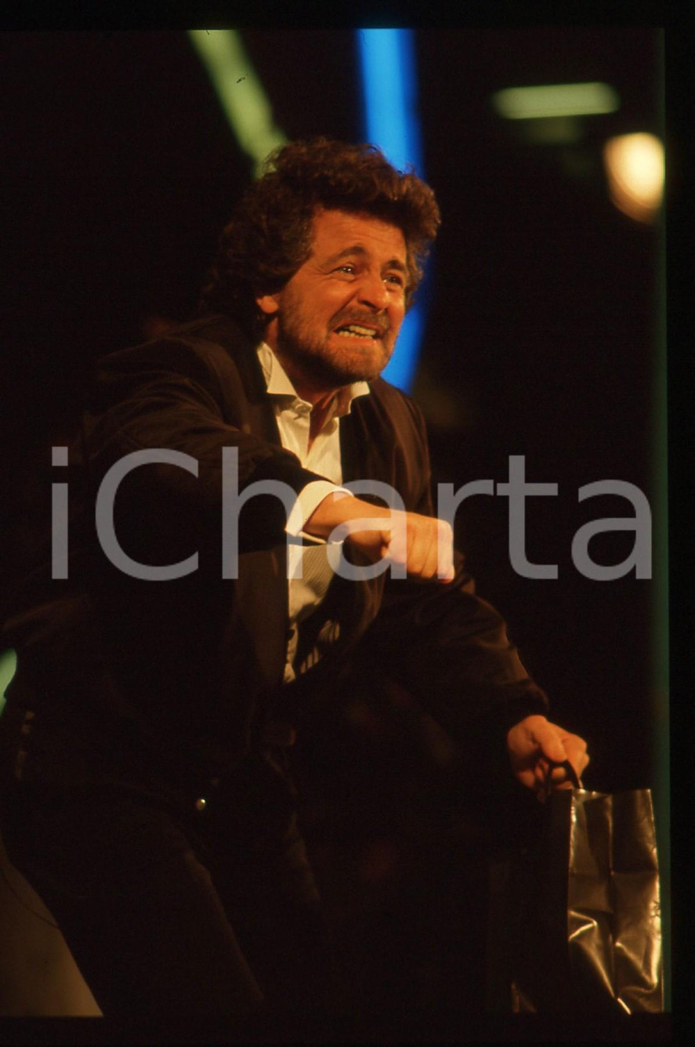 35mm vintage slide* 1988 FESTIVAL DI SANREMO Beppe GRILLO in scena RAI UNO (11)