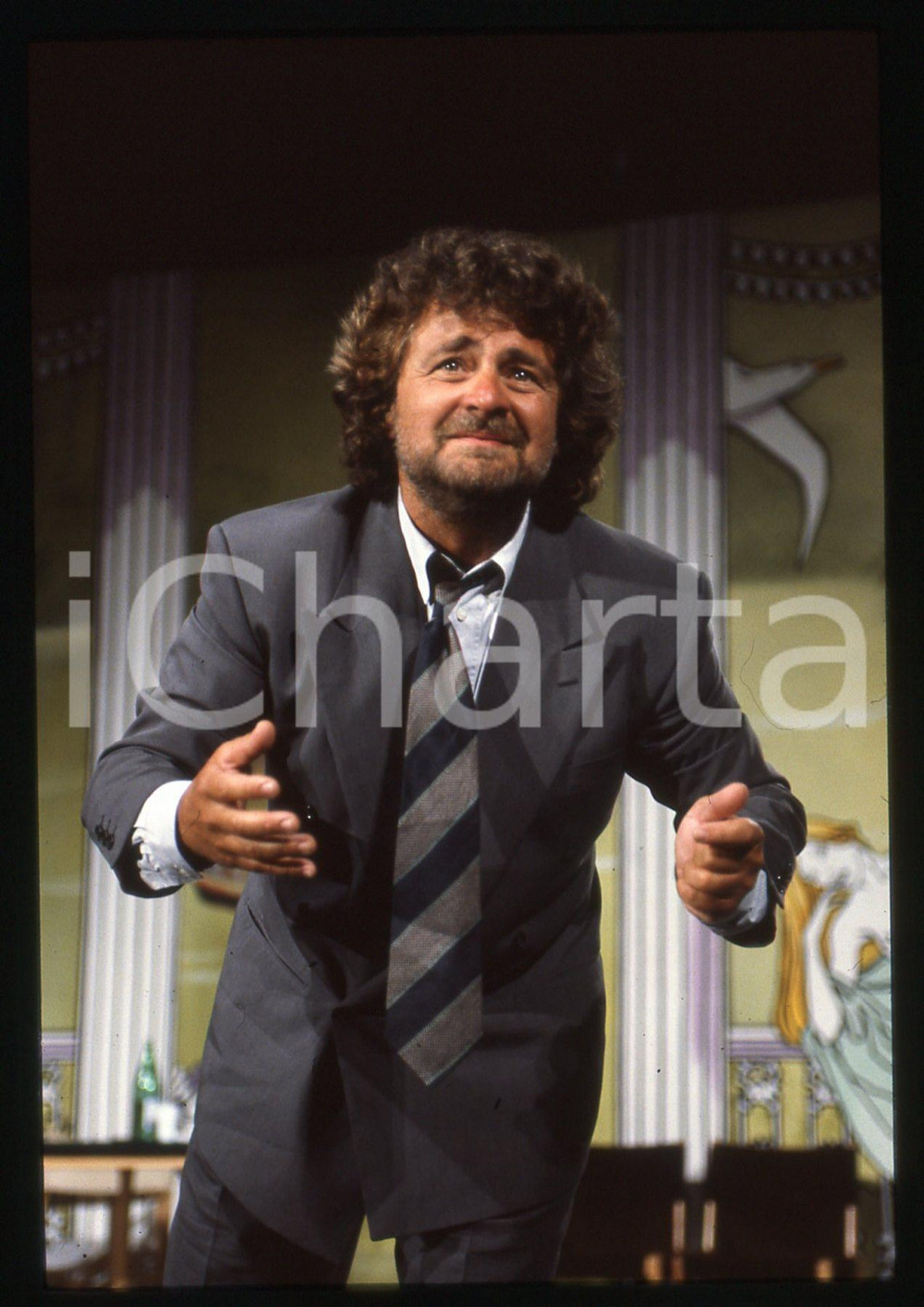 35mm vintage slide* 1992 SATIRA Beppe GRILLO in scena a teatro (18)