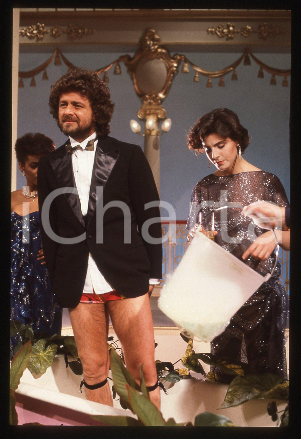 35mm vintage slide* 1984 TELEVISIONE Beppe GRILLO Antonia DELL'ATTE REGINA (3)