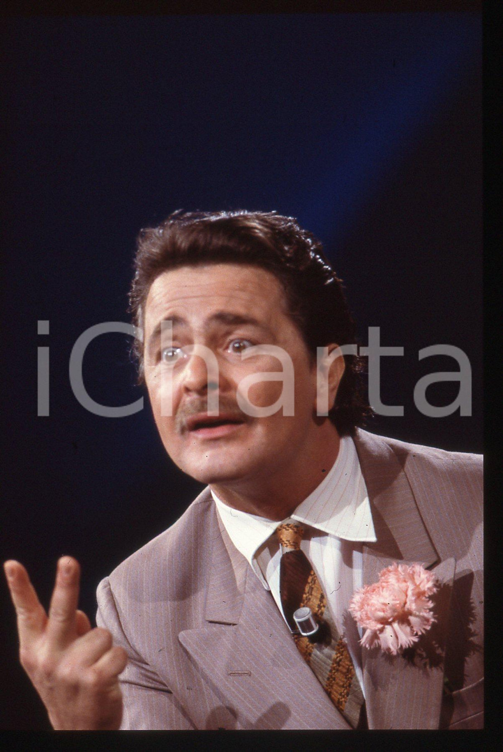 35mm vintage slide* 1988 FESTIVAL DI SANREMO Beppe GRILLO in scena RAI UNO (41)