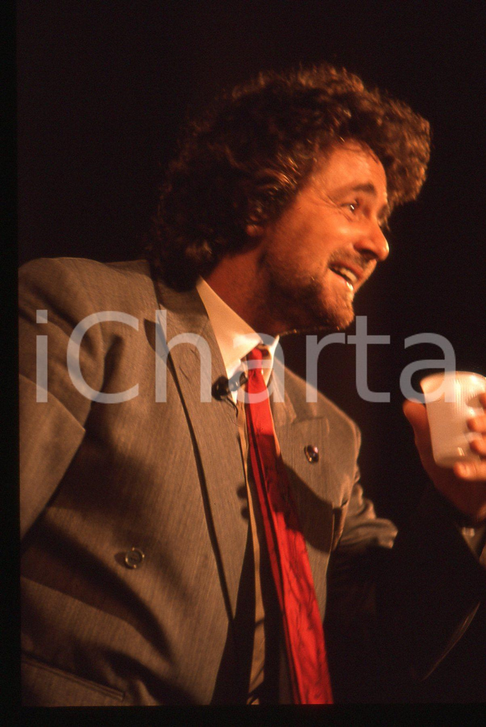 35mm vintage slide* 1989 FESTIVAL DI SANREMO Beppe GRILLO in scena RAI UNO (10)