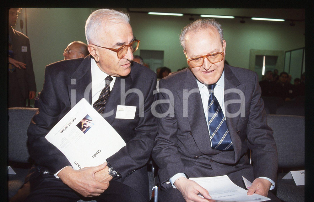 35mm vintage slide* 1993 ROMA Giuseppe CUCCIA Ettore BERNABEI a un convegno