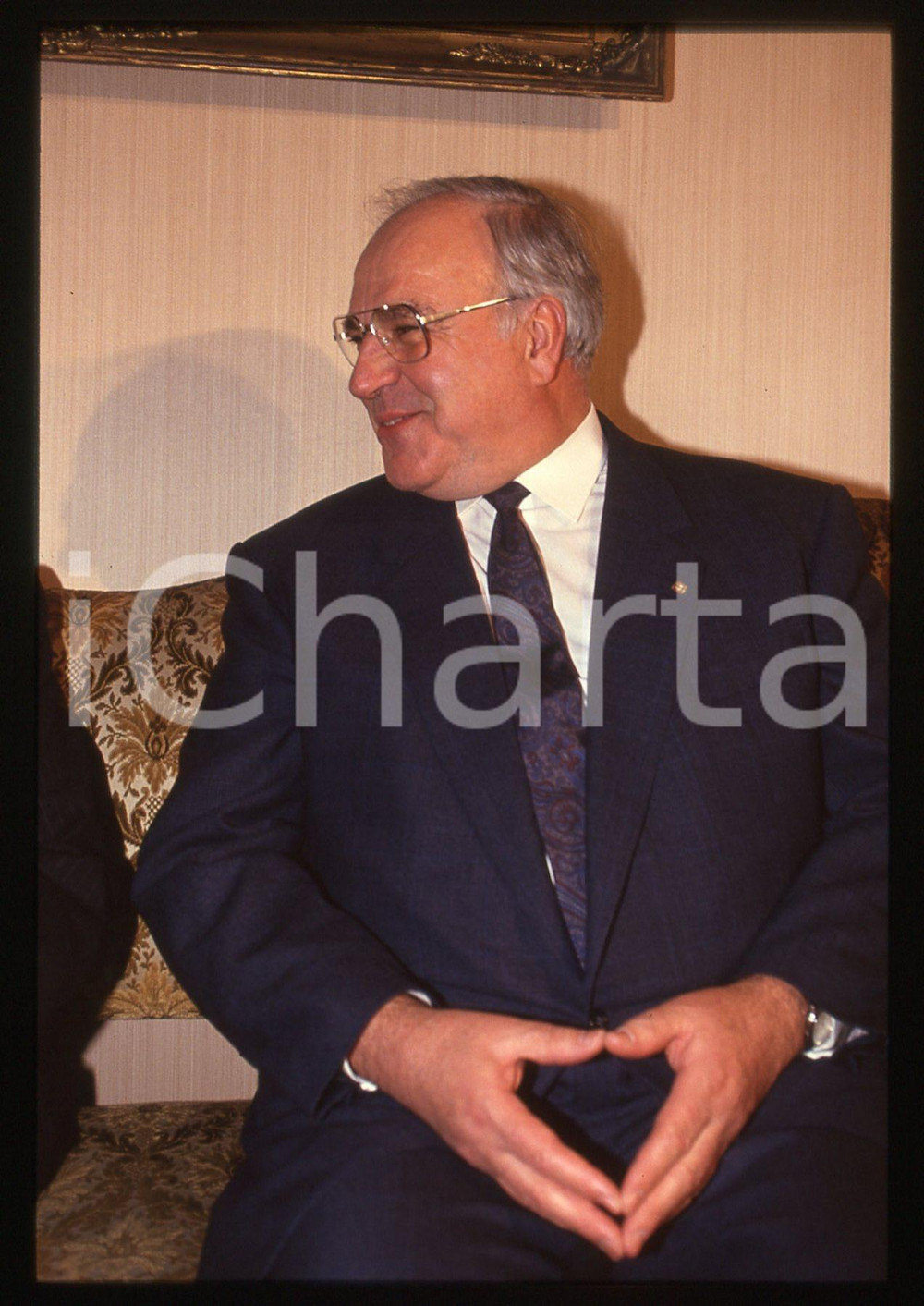 35mm vintage slide* 1990 ca CDU Helmut KOHL il cancelliere tedesco a ROMA (3)