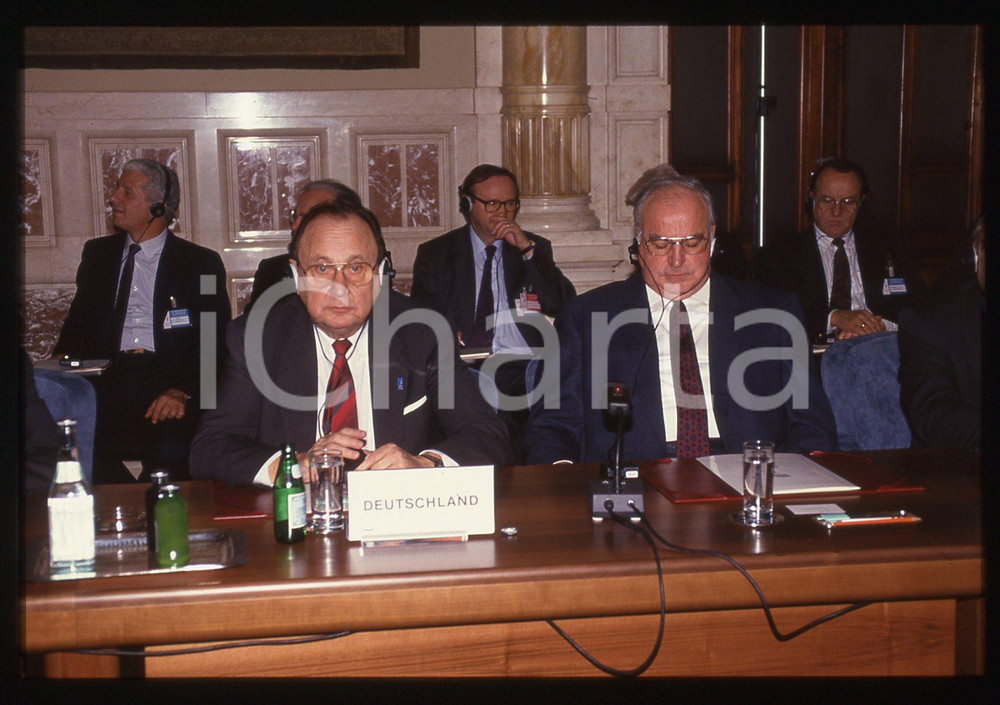 35mm vintage slide* 1990 ca ROMA Helmut KOHL Hans-Dietrich GENSCHER CDU FDP (2)
