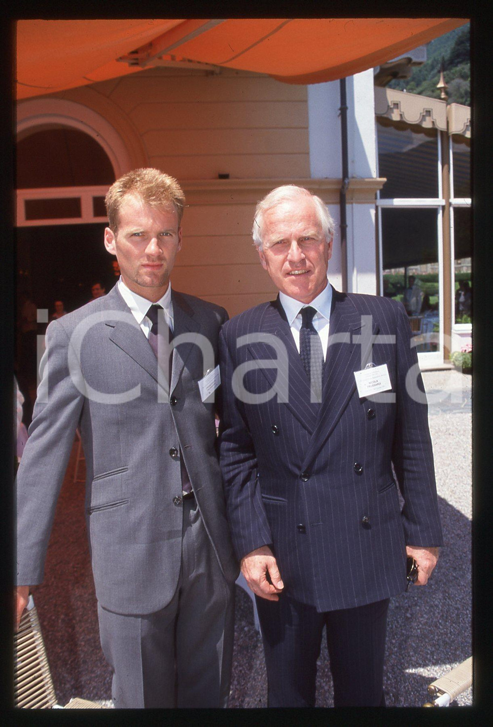 Fotografia d epoca originale 35mm vintage slide 1995 ITALIA  MODA Nicola e Francesco TRUSSARDI  Ritratto 1