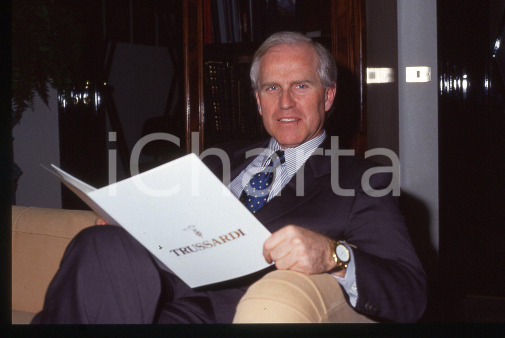 Fotografia d epoca originale 35mm vintage slide 1990 ca MODA Nicola TRUSSARDI ritratto dello stilista 4 1