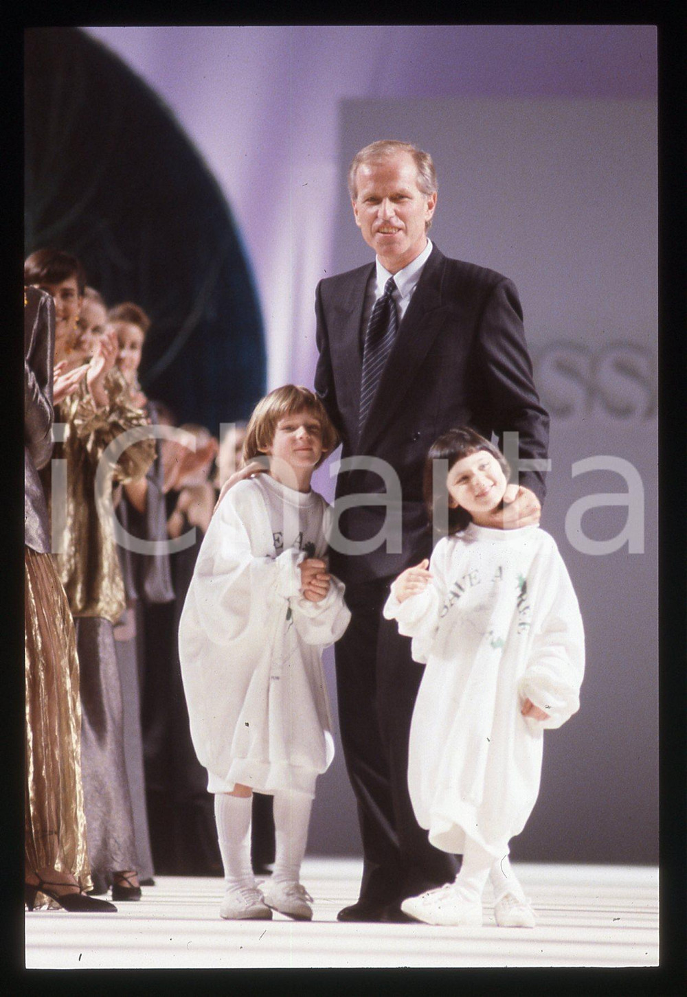 Fotografia d epoca originale 35mm vintage slide 1990 ca MILANO MODA Nicola TRUSSARDI Sfilata 7 1