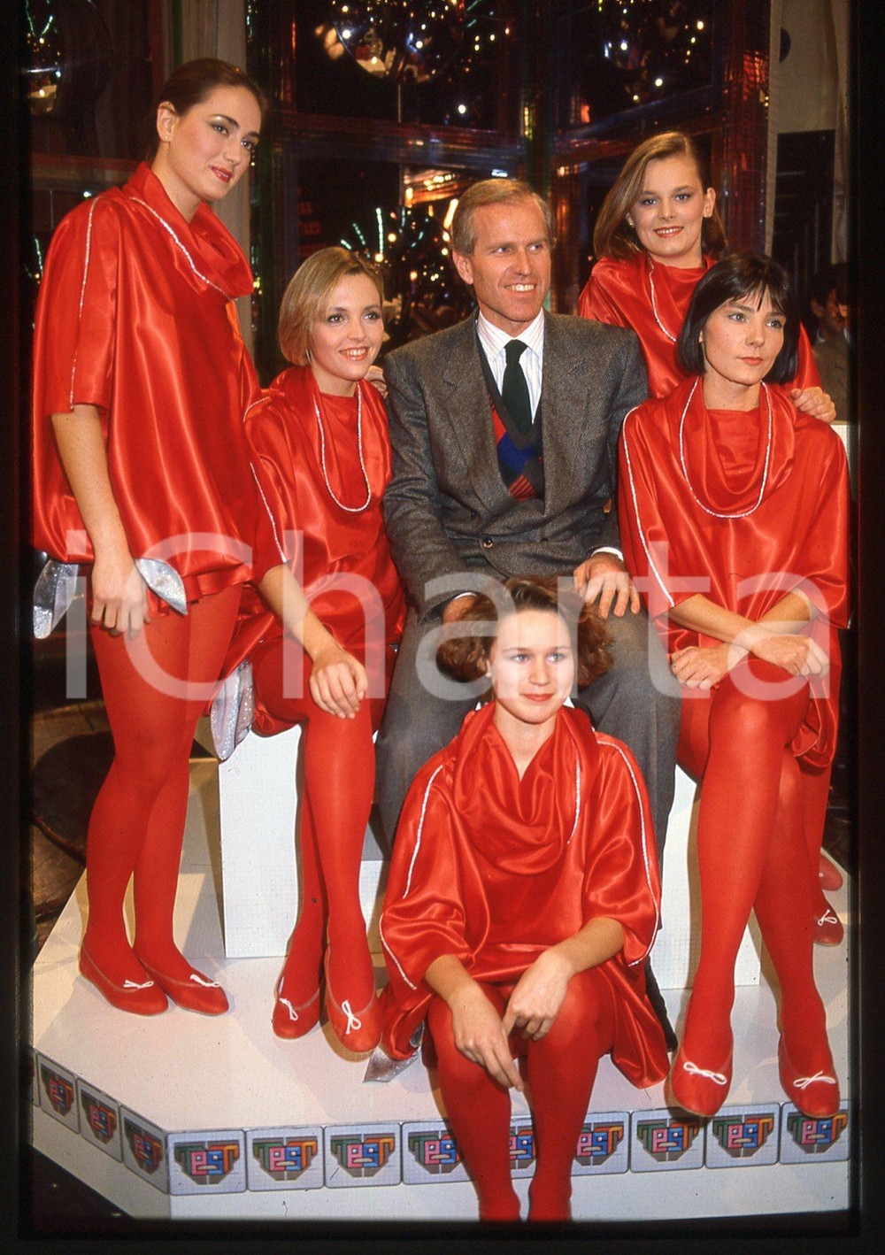 Fotografia d epoca originale 35mm vintage slide 1985 ca MODA Nicola TRUSSARDI Presentazione collezione 1