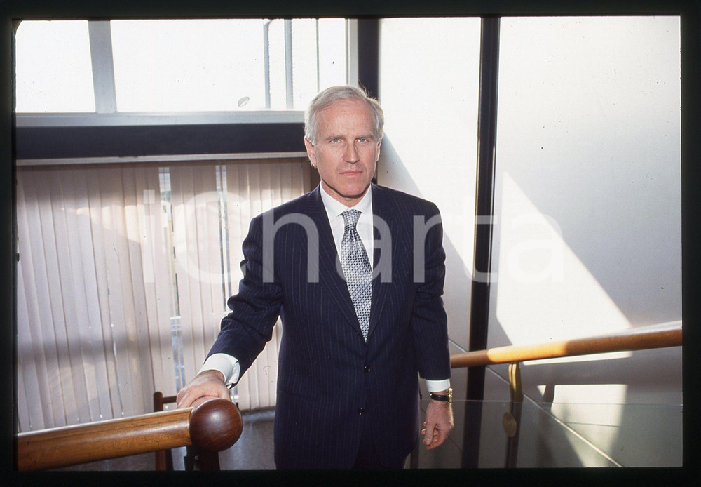 Fotografia d epoca originale 35mm vintage slide 1990 ca ITALIA MODA Nicola TRUSSARDI Ritratto dello stilista 1