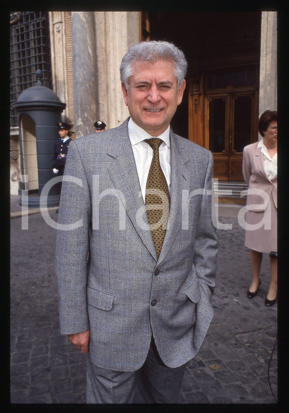 35mm vintage slide* 1990 ca ROMA Mauro FAVILLA Il senatore DC a Palazzo Madama 1