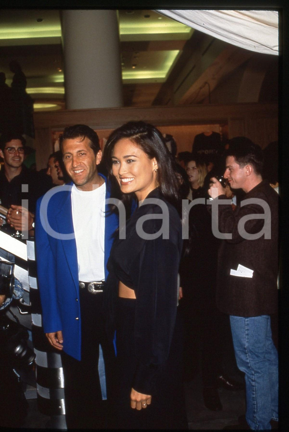 35mm vintage slide* 1993 BEVERLY HILLS Tia CARRERE Elie SAMAHA Emporio Armani 1