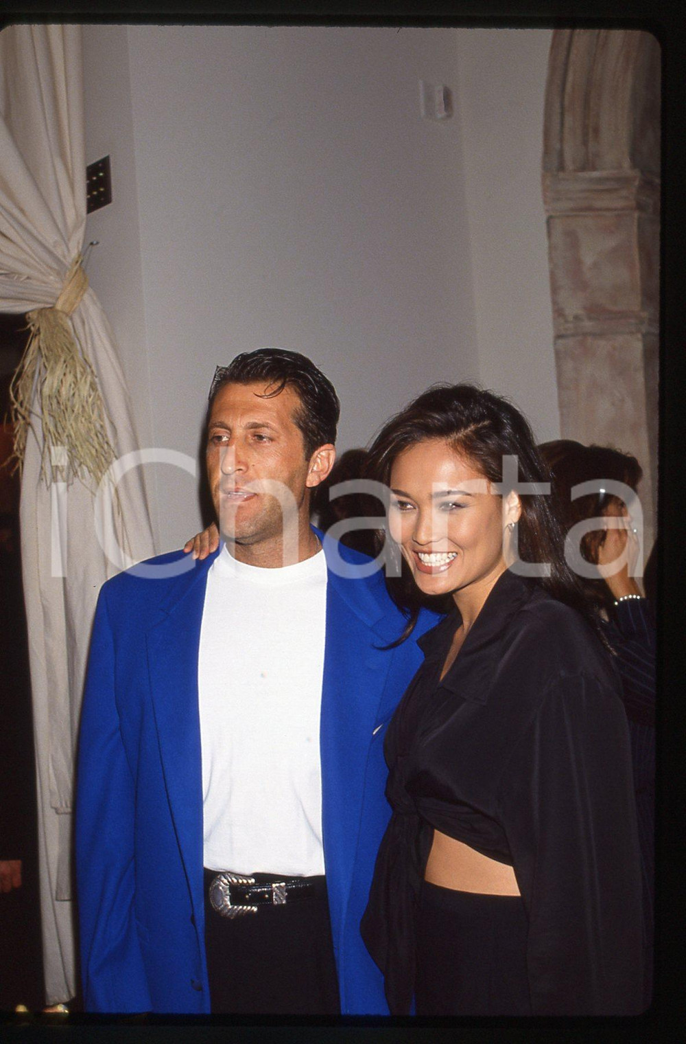35mm vintage slide* 1993 BEVERLY HILLS Tia CARRERE Elie SAMAHA Emporio Armani 2