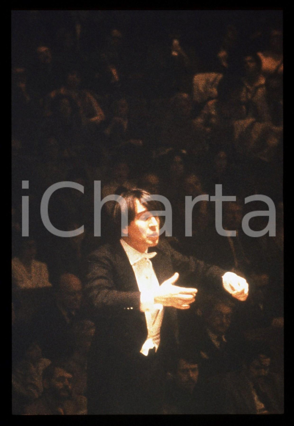 Fotografia d epoca originale 35mm vintage slide 1985 ca MUSICA CLASSICA Claudio ABBADO dirige l orchestra 1 1