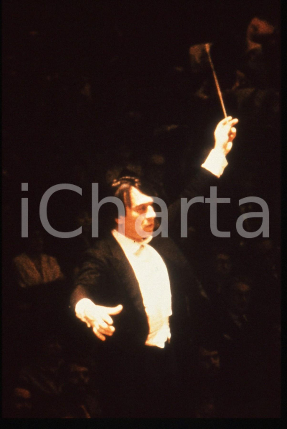 Fotografia d epoca originale 35mm vintage slide 1985 ca MUSICA CLASSICA Claudio ABBADO dirige l orchestra 2 1