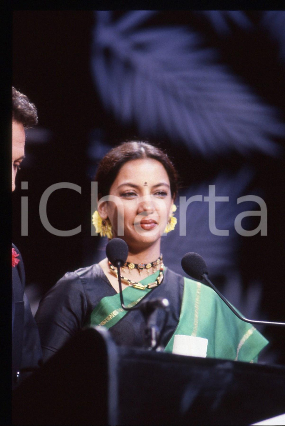 Fotografia d epoca originale 35mm vintage slide 1990 ca FESTIVAL DI CANNES Shabana AZMI Ritratto attrice 1 1