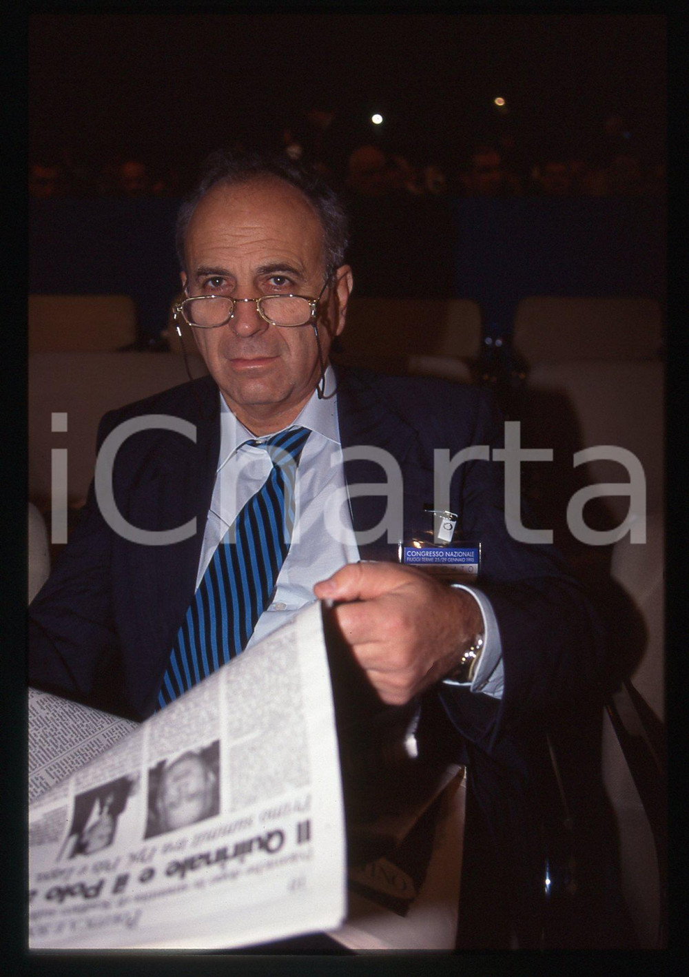 Fotografia d epoca originale 35mm vintage slide 1995 FIUGGI Giuseppe SCALISI Congresso Nazionale AN 1 1
