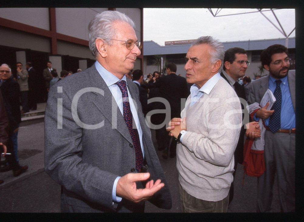 Fotografia d epoca originale 35mm vintage slide 1995ca ITALIA PDS Luigi BERLINGUER Giuseppe VACCA Ritratto 1 1