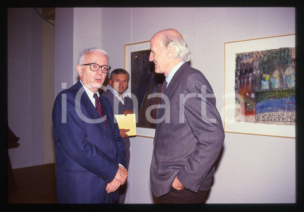 Fotografia d epoca originale 35mm vintage slide 1988 REGGIO EMILIA Enzo BIAGI Arturo ZAVATTINI Ritratto 1 1