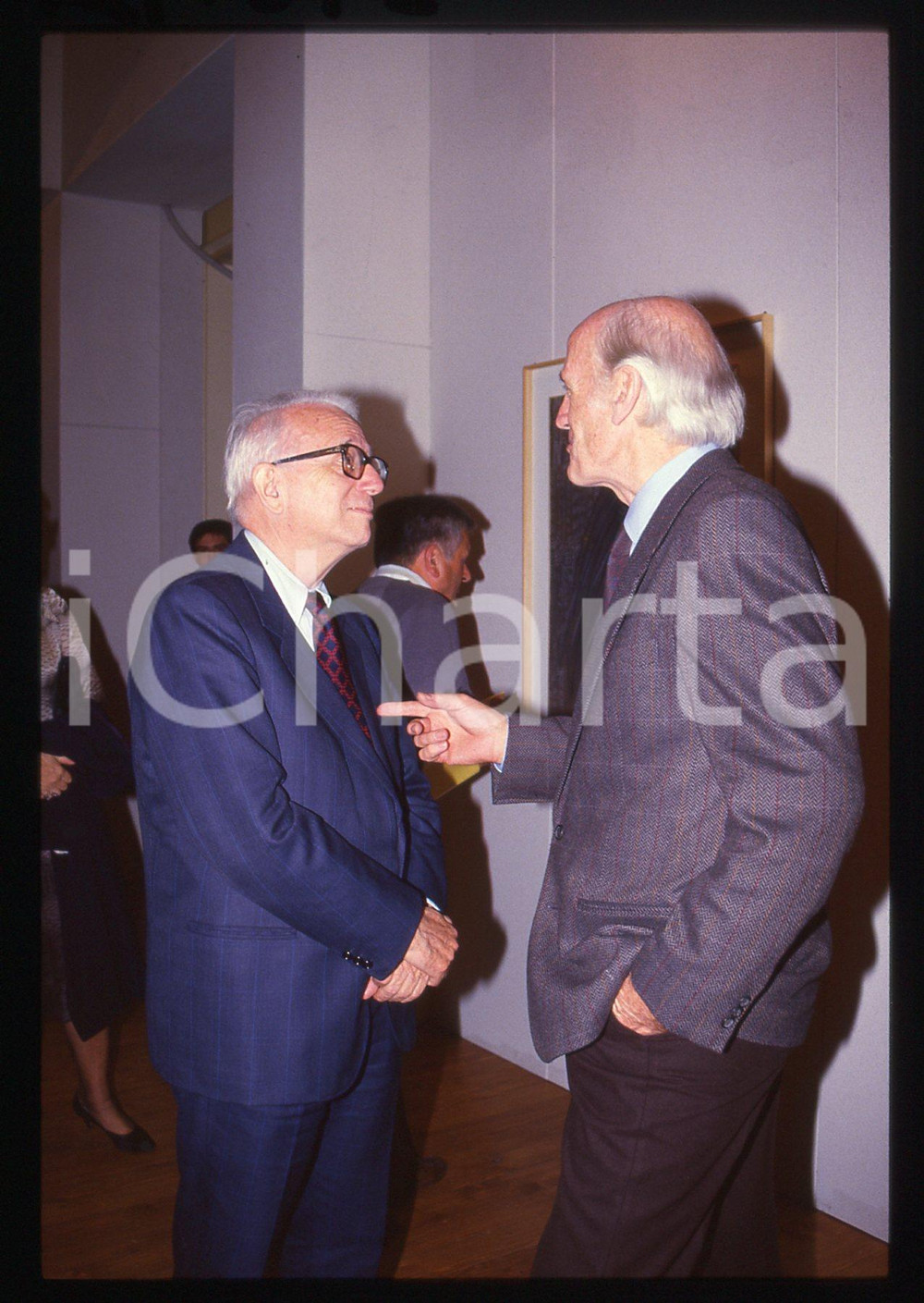 Fotografia d epoca originale 35mm vintage slide 1988 REGGIO EMILIA Enzo BIAGI Arturo ZAVATTINI Ritratto 3 1