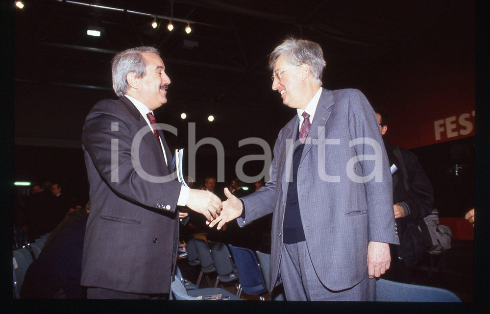 Fotografia d epoca originale 35mm vintage slide 1990 ITALIA Giovanni FALCONE Libero GUALTIERI Evento POLIZIA 1