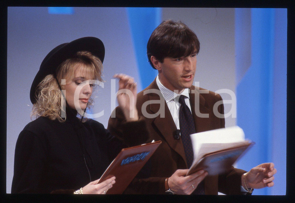 35mm vintage slide* 1987 ODEON TV *Walter ZENGA Roberta TERMALI a FORZA ITALIA 1