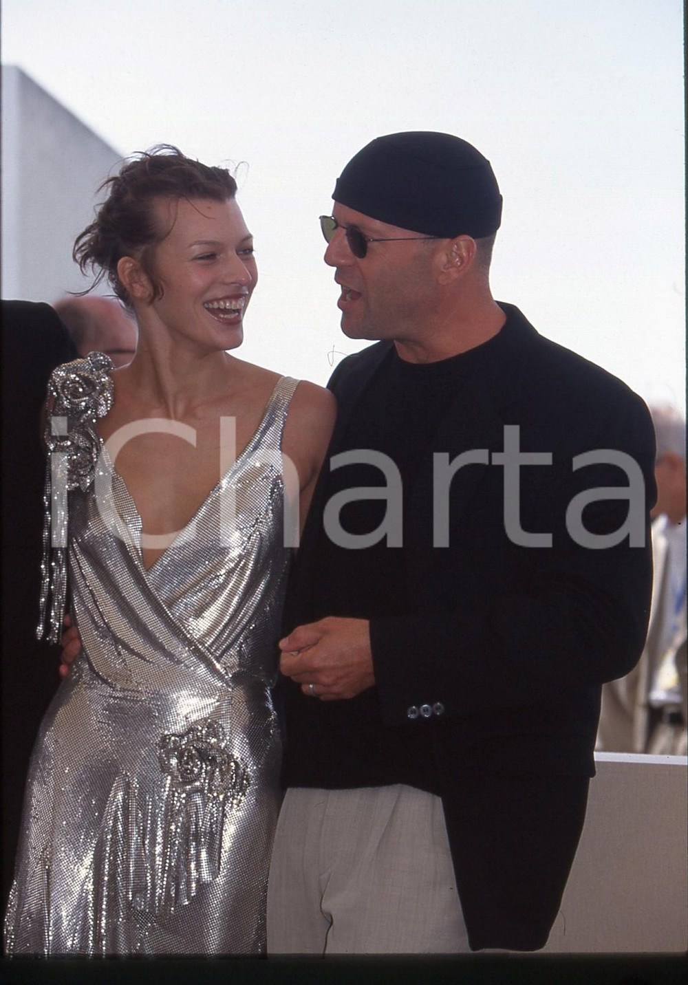 35mm vintage slide* 1997 FESTIVAL CANNES Bruce WILLIS Milla JOVOVICH Ritratto 2