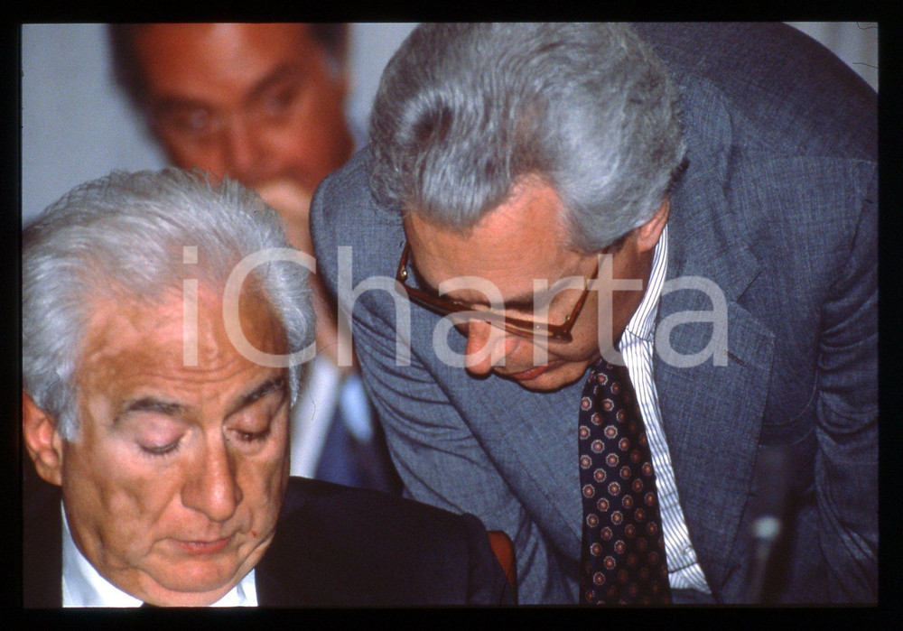 35mm vintage slide* 1990 ca ROMA Francesco COSSIGA Ludovico ORTONA - Ritratto *1