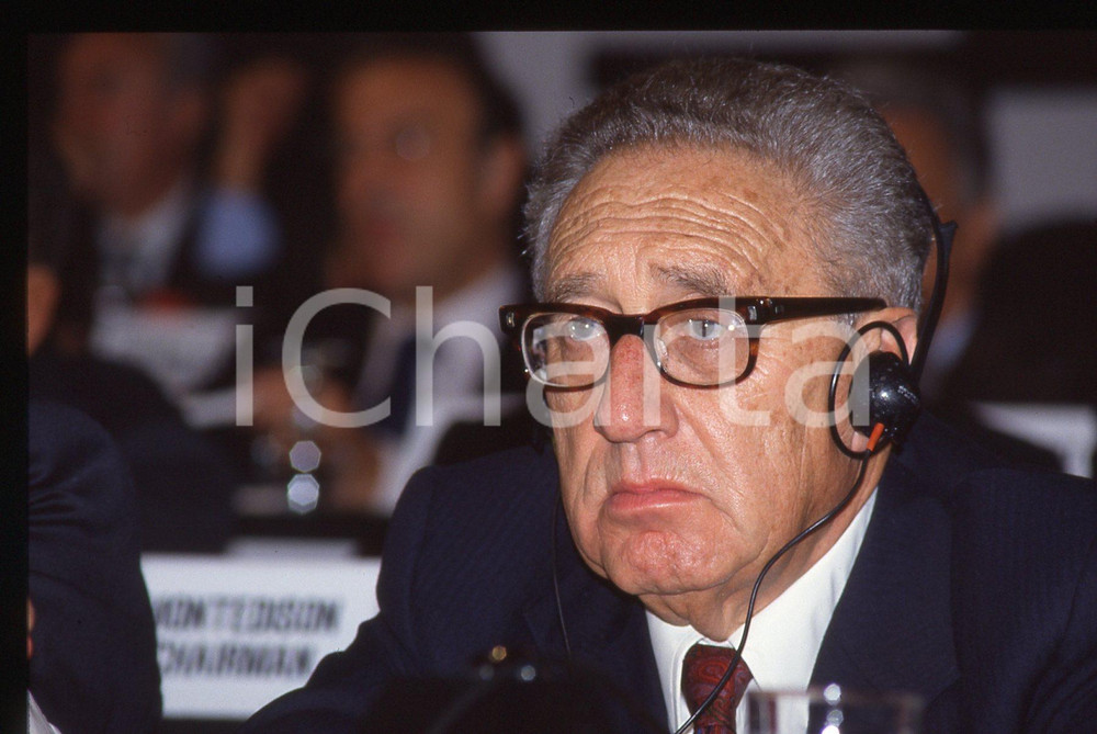 Fotografia d epoca originale 35mm vintage slide 1990 ca POLITICA USA Henry KISSINGER  Ritratto 1 1