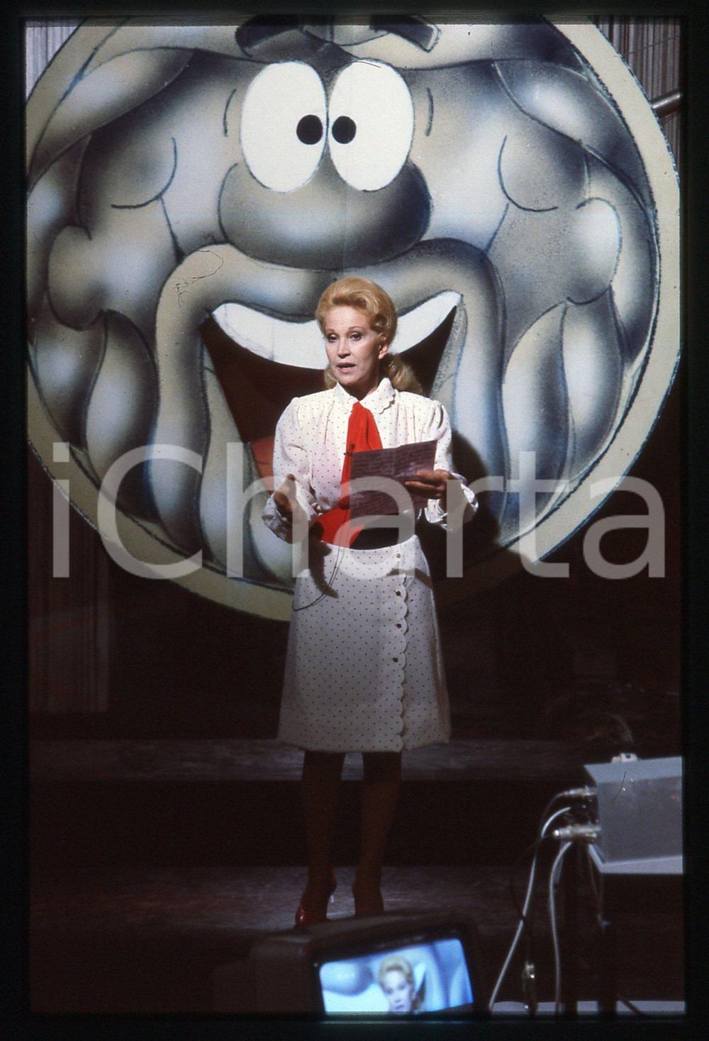 Fotografia d epoca originale 35mm vintage slide 1984 RAI UNO Luisa RIVELLI a I PROBLEMI DEL SIGNOR ROSSI 8 1