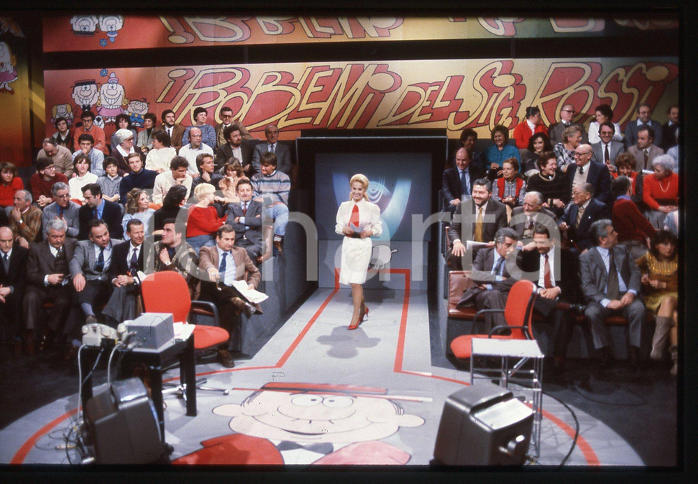 Fotografia d epoca originale 35mm vintage slide 1984 RAI UNO Luisa RIVELLI a I PROBLEMI DEL SIGNOR ROSSI 11 1