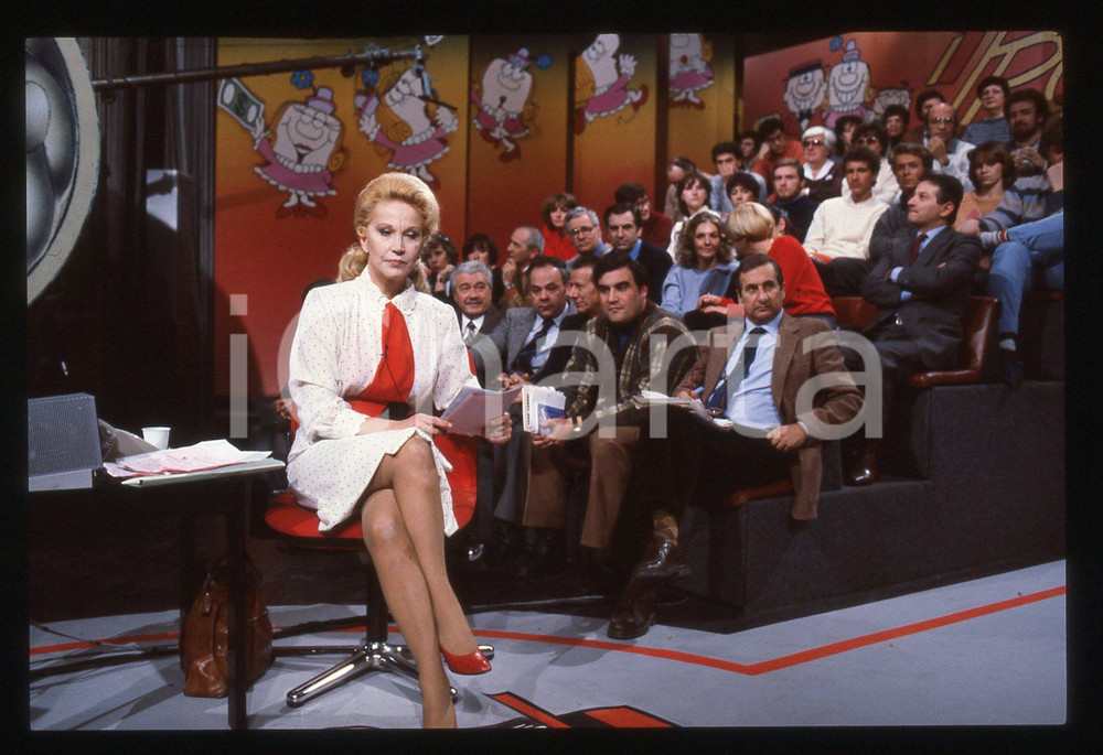 Fotografia d epoca originale 35mm vintage slide 1984 RAI UNO Luisa RIVELLI a I PROBLEMI DEL SIGNOR ROSSI 12 1