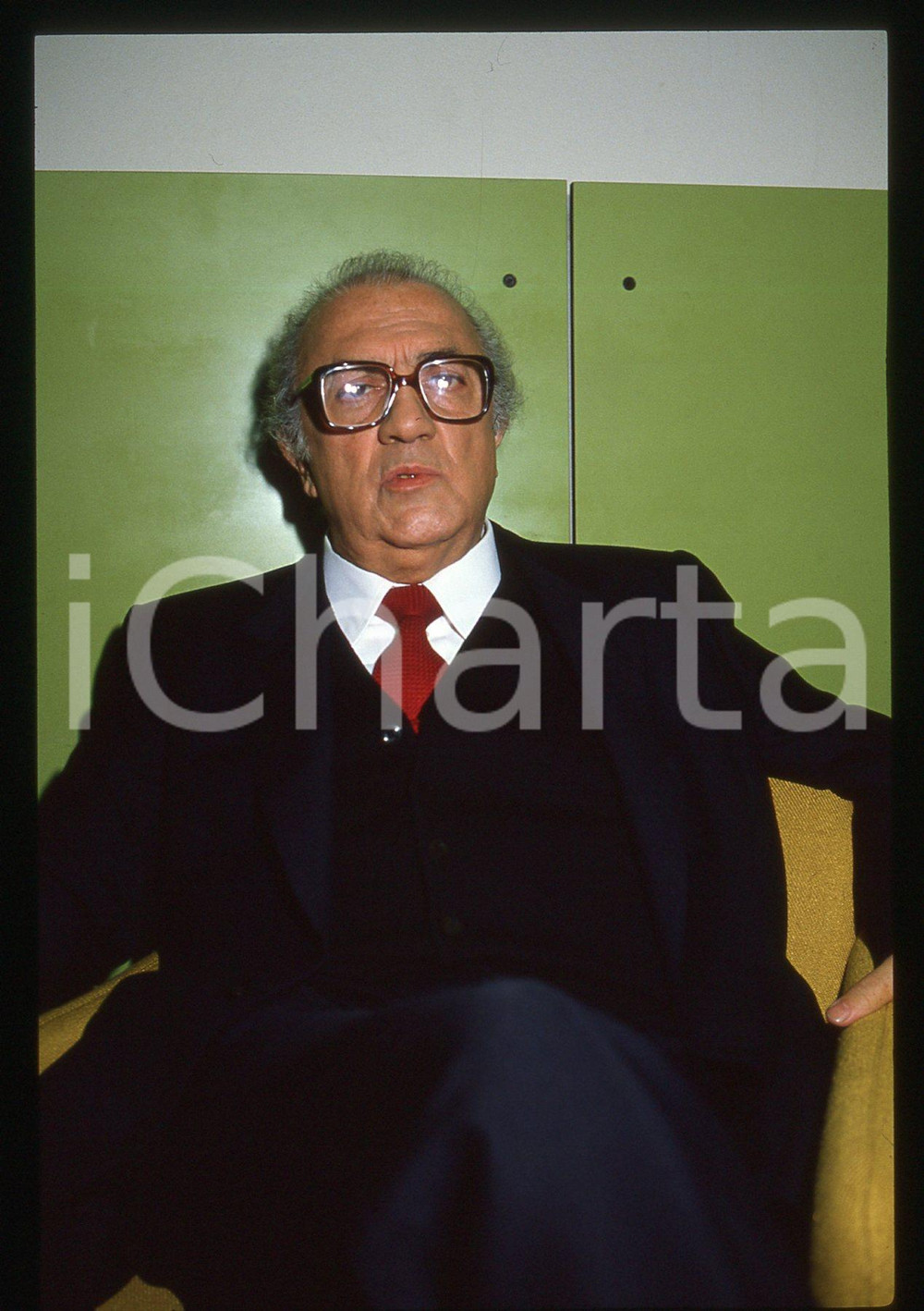 Fotografia d epoca originale 35mm vintage slide 1983 RAI 2 Federico FELLINI a BLITZ  Backstage 4 1