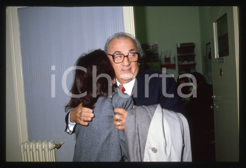 Fotografia d epoca originale 35mm vintage slide 1983 RAI 2 Federico FELLINI Anouk Aimée Backstage BLITZ 3 1