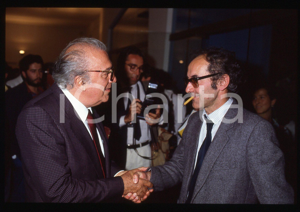 Fotografia d epoca originale 35mm vintage slide 1983 VENEZIA Federico FELLINI JeanLuc GODARD  Ritratto 3 1