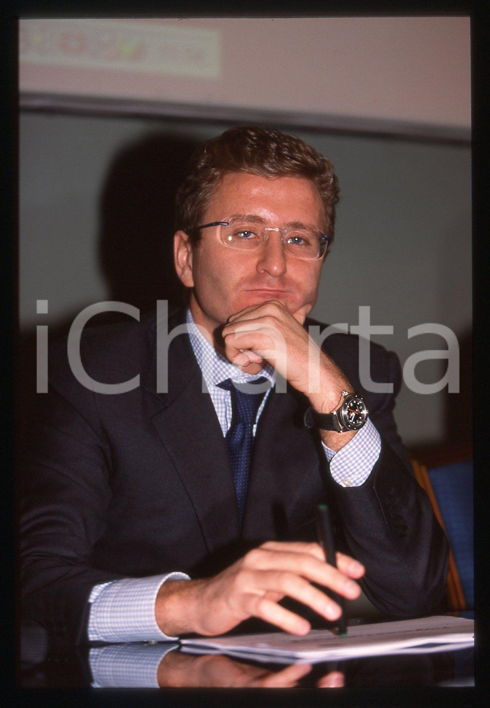 35mm vintage slide* 2000 ca ITALIA Michel COHEN Conferenza stampa AUTOGRILL *3