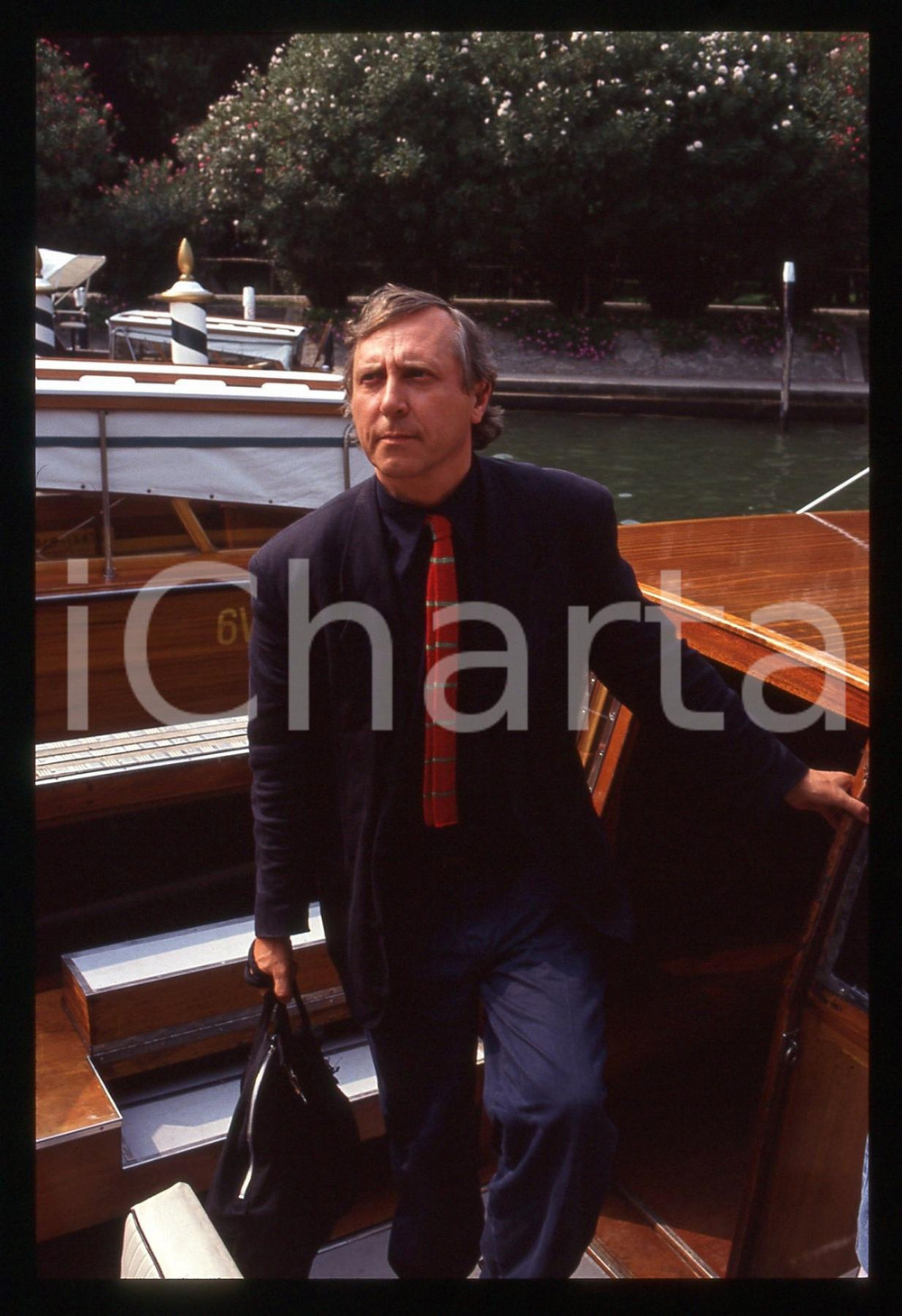 35mm vintage slide* 1987 VENEZIA Peter GREENAWAY in motoscafo - Ritratto (5)