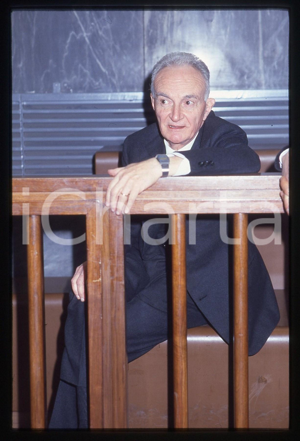 35mm vintage slide* 1985 ca MILANO Michele SINDONA al Processo AMBROSOLI (1)