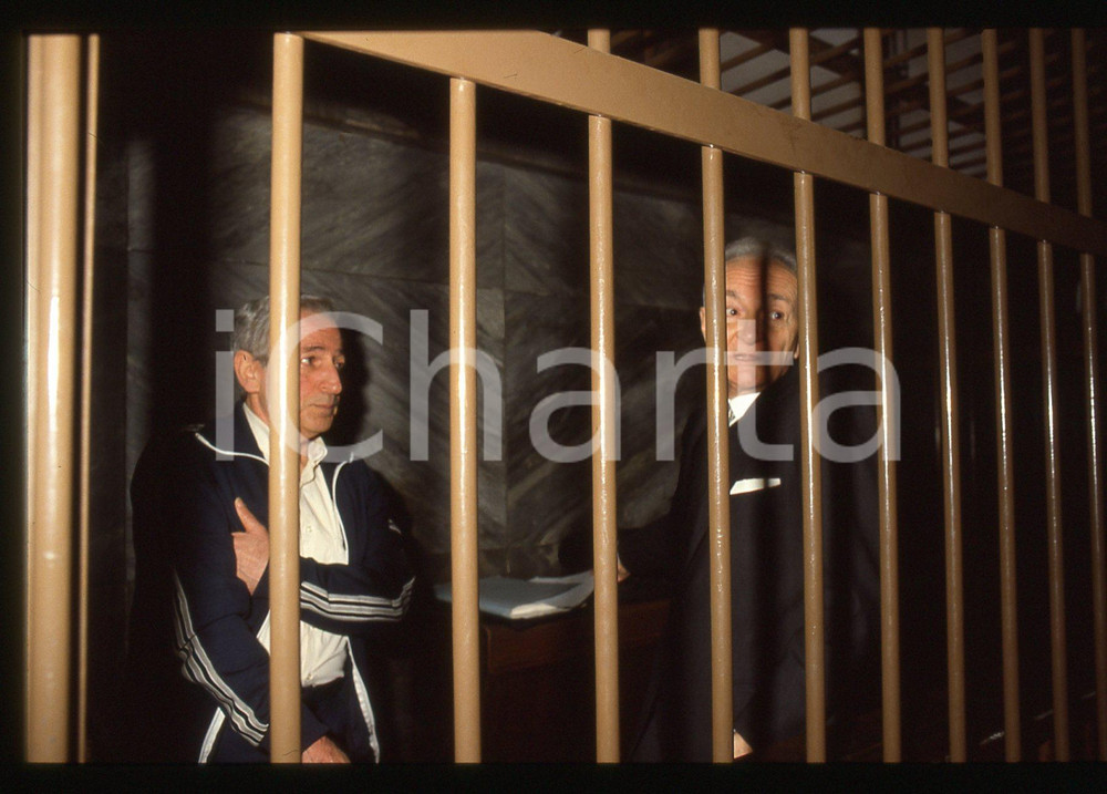 35mm vintage slide* 1985ca MILANO Michele SINDONA *Processo AMBROSOLI 1