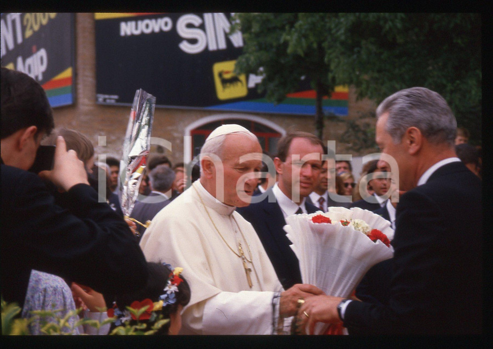 Fotografia d epoca originale 35mm vintage slide 1988 CIRCUITO DI FIORANO Papa GIOVANNI PAOLO II Ritratto 1 1